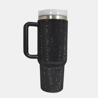 Rhinestone Stainless Steel Tumbler with Straw - Happily Ever Atchison Shop Co.