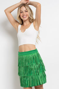 RHINESTONE SUEDE FRINGE SKIRT - Happily Ever Atchison Shop Co.