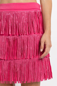 RHINESTONE SUEDE FRINGE SKIRT - Happily Ever Atchison Shop Co.