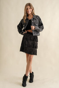 RHINESTONE SUEDE FRINGE SKIRT - Happily Ever Atchison Shop Co.