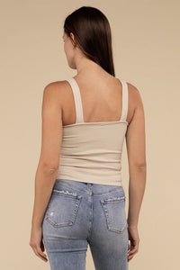 Ribbed Bra Padded V - Neck Tank Top - Happily Ever Atchison Shop Co.