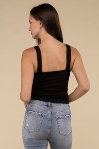 Ribbed Bra Padded V - Neck Tank Top - Happily Ever Atchison Shop Co.