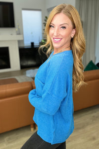 Ribbed Brushed Hacci Sweater in Ocean Blue - Happily Ever Atchison Shop Co.