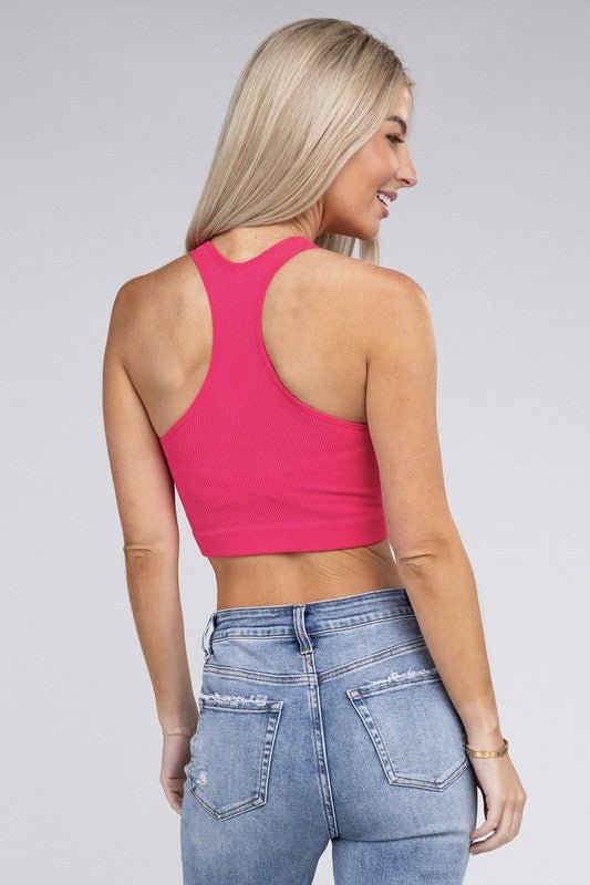 Ribbed Cropped Racerback Tank Top - Happily Ever Atchison Shop Co.