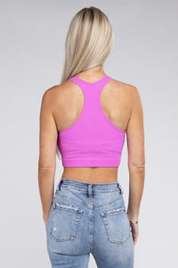 Ribbed Cropped Racerback Tank Top - Happily Ever Atchison Shop Co.