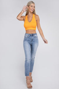 Ribbed Cropped Racerback Tank Top - Happily Ever Atchison Shop Co.