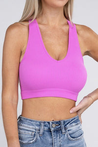 Ribbed Cropped Racerback Tank Top - Happily Ever Atchison Shop Co.