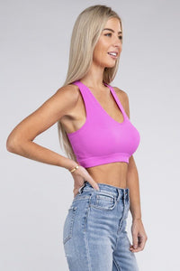 Ribbed Cropped Racerback Tank Top - Happily Ever Atchison Shop Co.