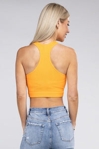 Ribbed Cropped Racerback Tank Top - Happily Ever Atchison Shop Co.