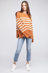 Ribbed Hem Stripe Sweater - Happily Ever Atchison Shop Co.