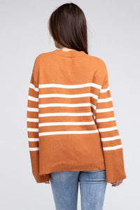 Ribbed Hem Stripe Sweater - Happily Ever Atchison Shop Co.