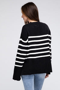 Ribbed Hem Stripe Sweater - Happily Ever Atchison Shop Co.