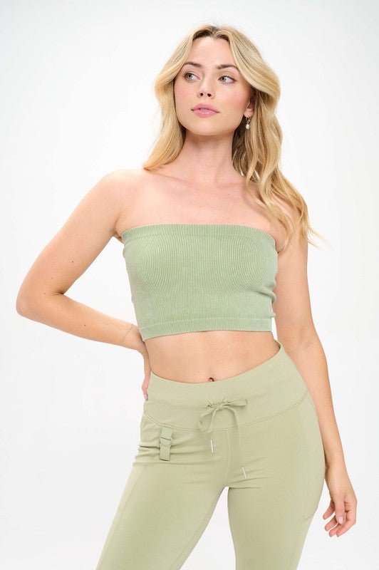 Ribbed Knit Bandeau Tube Top Strapless - Happily Ever Atchison Shop Co.