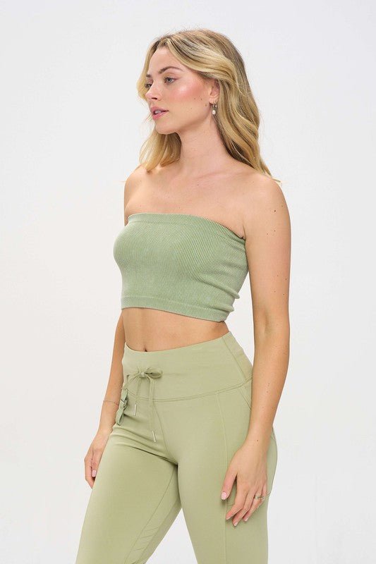 Ribbed Knit Bandeau Tube Top Strapless - Happily Ever Atchison Shop Co.