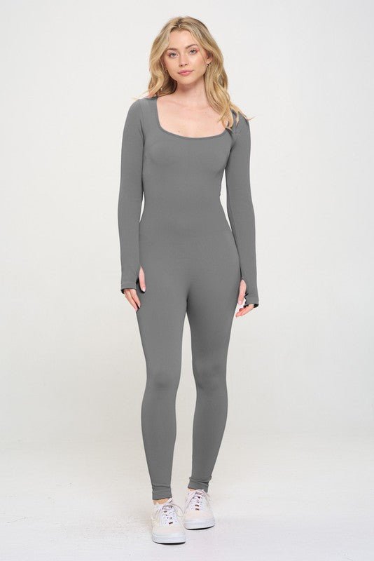 Ribbed Knit Jumpsuit Long Sleeve - Happily Ever Atchison Shop Co.