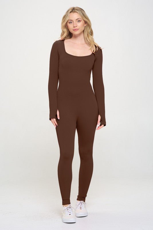 Ribbed Knit Jumpsuit Long Sleeve - Happily Ever Atchison Shop Co.