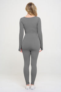 Ribbed Knit Jumpsuit Long Sleeve - Happily Ever Atchison Shop Co.