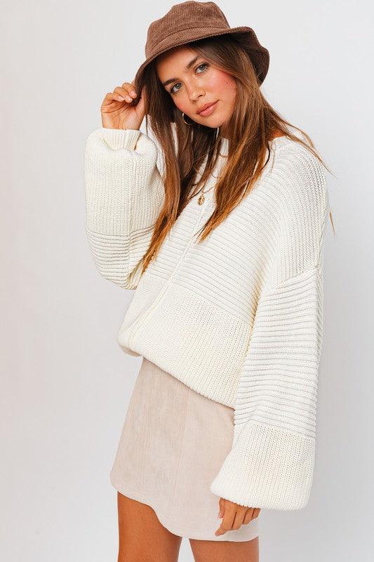 Ribbed Knitted Sweater - Happily Ever Atchison Shop Co.