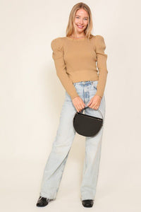 Ribbed Puff Sleeve Knit Top - Happily Ever Atchison Shop Co.