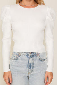 Ribbed Puff Sleeve Knit Top - Happily Ever Atchison Shop Co.