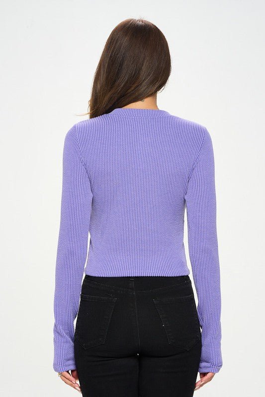 Ribbed Round neck Long Sleeve Crop Top - Happily Ever Atchison Shop Co.