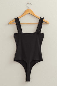 Ribbed Ruffle Strap Bodysuit - Happily Ever Atchison Shop Co.