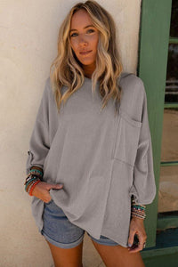 Ribbed tab sleeve oversize pocket top - Happily Ever Atchison Shop Co.