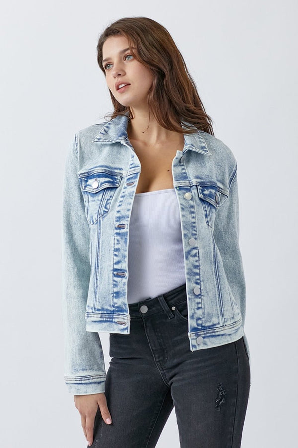 RISEN Button Up Washed Denim Jacket - Happily Ever Atchison Shop Co.