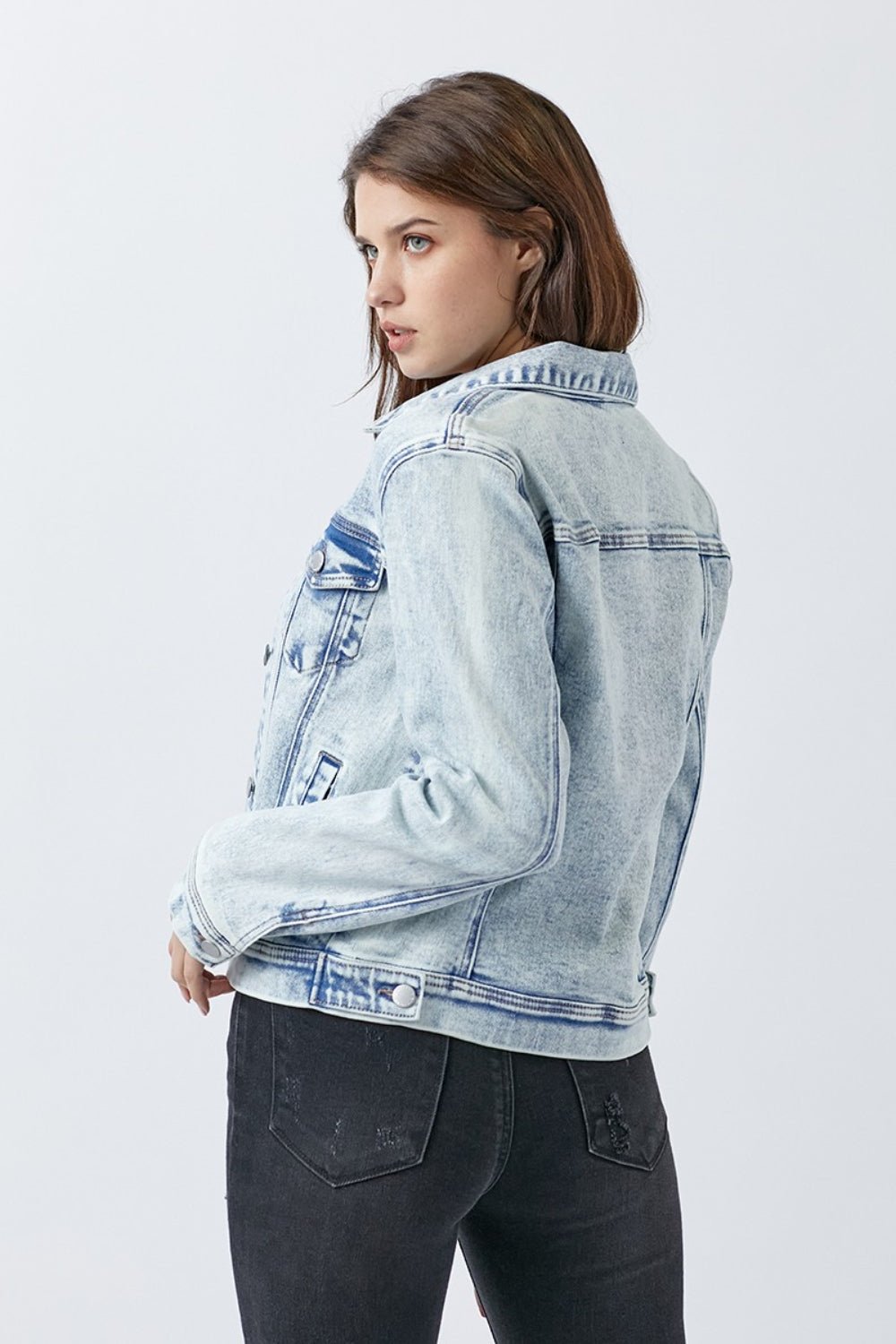 RISEN Button Up Washed Denim Jacket - Happily Ever Atchison Shop Co.