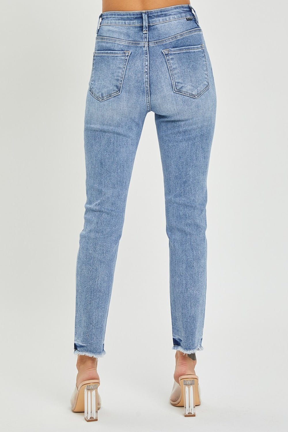 RISEN Full Size High Rise Frayed Hem Skinny Jeans - Happily Ever Atchison Shop Co.