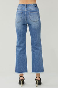 RISEN High Waist Raw Hem Slit Straight Jeans - Happily Ever Atchison Shop Co.