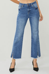 RISEN High Waist Raw Hem Slit Straight Jeans - Happily Ever Atchison Shop Co.