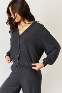 RISEN Ultra Soft Button Up Long Sleeve Lounge Cardigan - Happily Ever Atchison Shop Co.