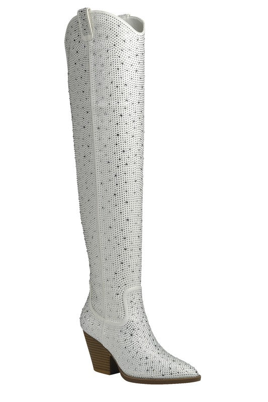 RIVER 21 KNEE - HIGH RHINESTONE WESTERN BOOTS - Happily Ever Atchison Shop Co.