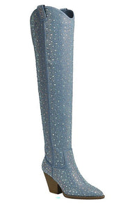 RIVER 21 KNEE - HIGH RHINESTONE WESTERN BOOTS - Happily Ever Atchison Shop Co.