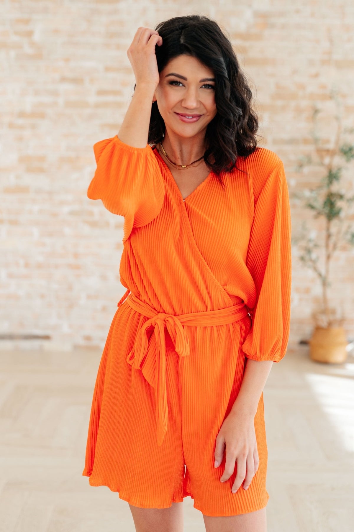 Roll With me Romper in Tangerine - Happily Ever Atchison Shop Co.