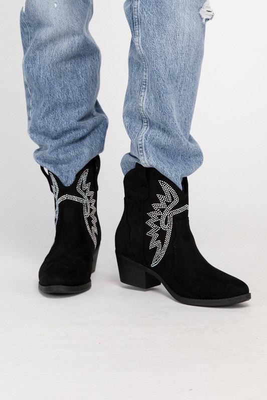 RONAN Rhinestone Western Booties - Happily Ever Atchison Shop Co.