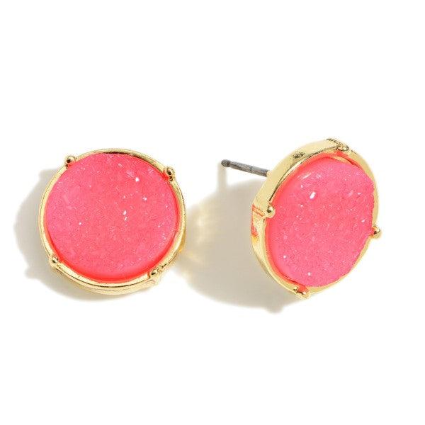 Round Druzy Stud Earrings - Happily Ever Atchison Shop Co.