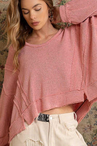 Round Neck Balloon Sleeve Hooded Knit Top - Happily Ever Atchison Shop Co.