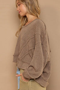 Round Neck Balloon Sleeve Hooded Knit Top - Happily Ever Atchison Shop Co.