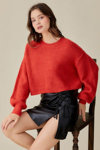 Round Neck Crop Sweater Top - Happily Ever Atchison Shop Co.