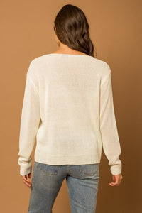 Round Neck Long Sleeve Sea Salt Sun Sweater - Happily Ever Atchison Shop Co.