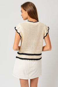 Round Neck Ruffle Sleeveless Color Contrast Top - Happily Ever Atchison Shop Co.