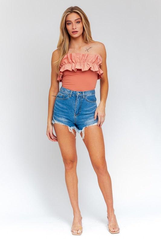 Ruffle Detail Bodysuit - Happily Ever Atchison Shop Co.