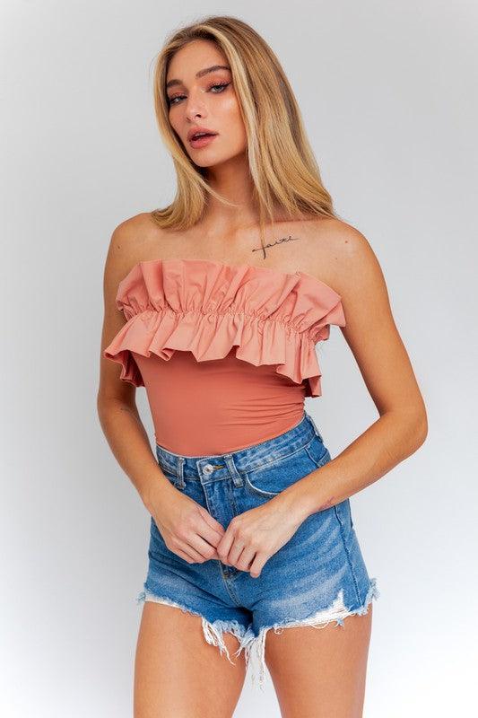 Ruffle Detail Bodysuit - Happily Ever Atchison Shop Co.