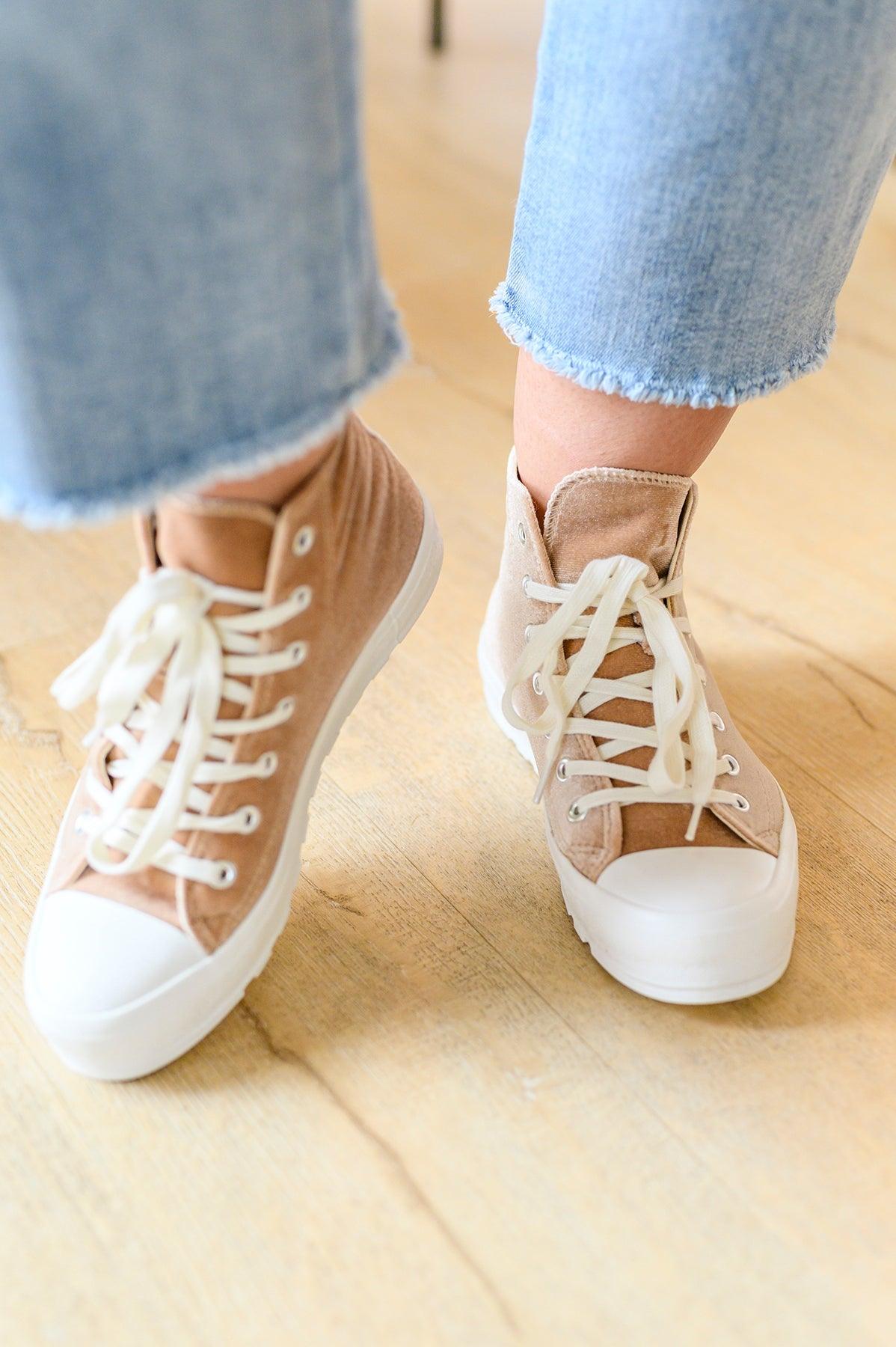 Run Me Down Velvet High Tops in Tan - Happily Ever Atchison Shop Co.