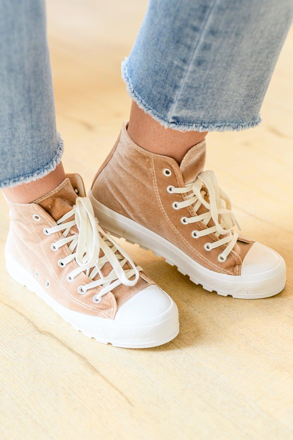 Run Me Down Velvet High Tops in Tan - Happily Ever Atchison Shop Co.