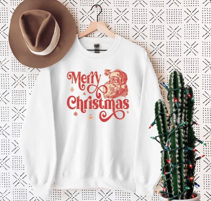 Rustic Santa Merry Christmas Graphic Sweatshirt - Happily Ever Atchison Shop Co.