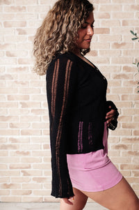 San Tropez Light Weight Knit Cardigan in Black - Happily Ever Atchison Shop Co.