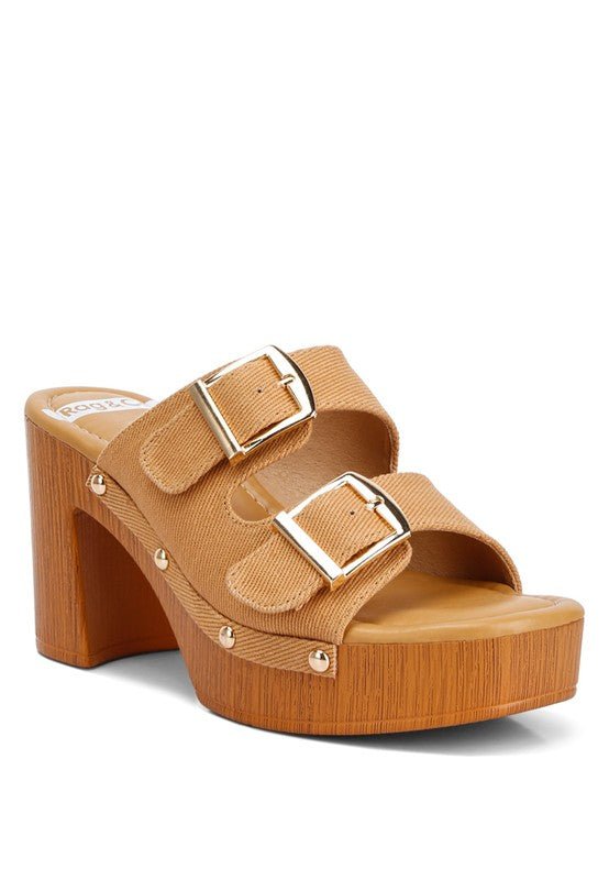Sarai Buckle Straps High Block Heel Mules - Happily Ever Atchison Shop Co.